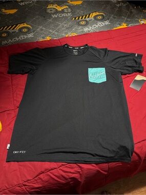 Nike Black Short Sleeve Dri-FIT Tee with Teal Pocket